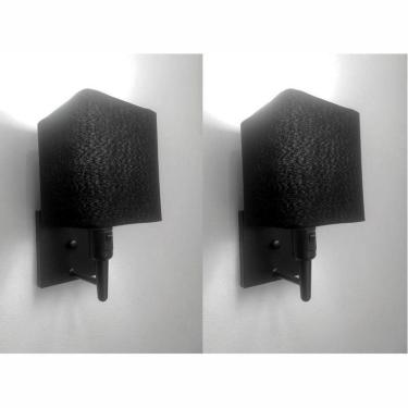 Imagem de Kit-2 Arandela Quadrada Md-2019 Preto C- Inter Liga E Desl Cúpula Em Tecido Preto - Bivolt