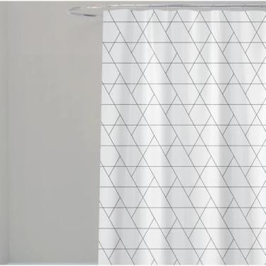 Imagem de Box Banheiro, Cortina Box Poliéster 198cm X 180cm com Ganchos Impermeável - Antimofo, Cortina Banheiro, Resistente(Azulejo Diagonal)