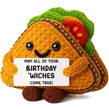 Imagem de Mini Sandwich Birthday Gifts for Women Men, Funny Happy Birthday Present for Friends Female, Cute Handmade Crochet Birthdays Decoration with Card for Teen Mom Grandma Daughter Sister Bestie Coworker