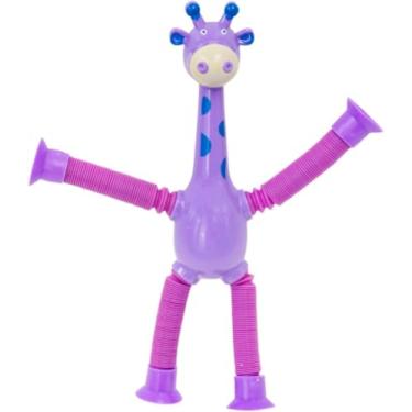 Imagem de Girafa Pop It Estica e Puxa com Luz e Ventosas – Brinquedo Sensorial Divertido para Crianças | Alívio do Estresse e Estímulo à Coordenação e Concentração (ROXO)