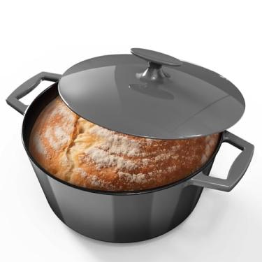 Imagem de Nuwave 6QT LUX Panela de forno holandês de ferro fundido esmaltado saudável com tampa, esmalte resistente de 7 camadas, proteção aprimorada contra ferrugem, alças duplas, seguro para forno a 260 °C