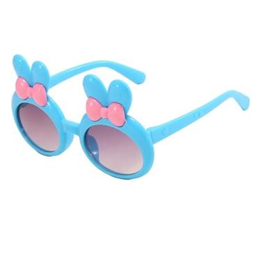 Imagem de Pacote com 1 óculos de sol redondos para crianças, jovens, armação em forma de coelho, pingentes de margarida ao ar livre para festas na praia, Azul