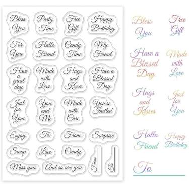 Imagem de Carimbos transparentes de silicone com palavras de presente com feliz aniversário só para você, estilo para fazer cartões, álbum de fotos, álbum de fotos, artesanato, 15 x 10 cm