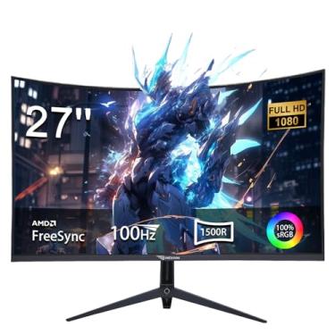 Imagem de Monitor Curvo 27 Polegadas 100Hz com Painel VA e AMD FreeSync - Imersão Total em Curvatura R1500, Cores 100% sRGB,Suporte VESA,Perfeito para Uso como Monitor de PC em Casa, Escritório e Jogos