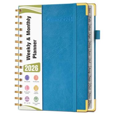 Imagem de Agenda A5 espiral 2026, janeiro de 2026 a dezembro de 2026, agenda diária de 12 meses, 14,6 cm x 21,3 cm, agenda semanal e mensal, livro de calendário de capa dura, planejador para trabalho, escola