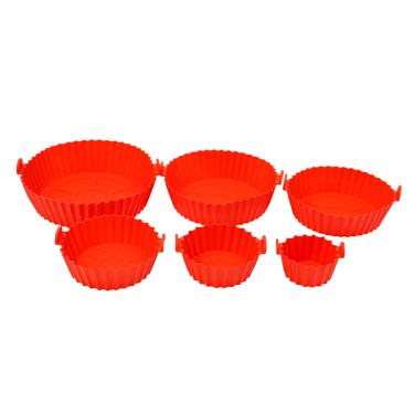 Imagem de Formas de Silicone para Air Fryer – Kit 6 Unidades Antiaderente, Reutilizável e Resistente a Altas Temperas Cor:Vermelho