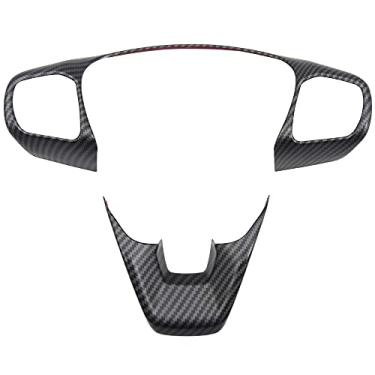 Imagem de Bishop Tate Para Ford Bronco Sport CX430 2021 2022 Preto Carbono Fosco Interior Capa de Volante Acabamento ABS Acessórios para Carro 2 peças