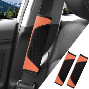 Imagem de Couslcd Pacote com 2 protetores de alça de ombro de cinto de segurança universal de malha de couro, capas de almofadas de cinto de segurança para cinto de segurança para condução confortável,