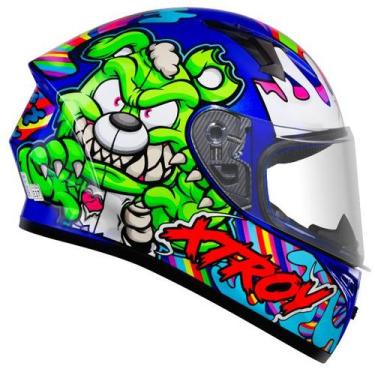 Imagem de Capacete Ebf Xtroy FF 526 Ted Azul e Verde Masculino e Feminino, 56, A