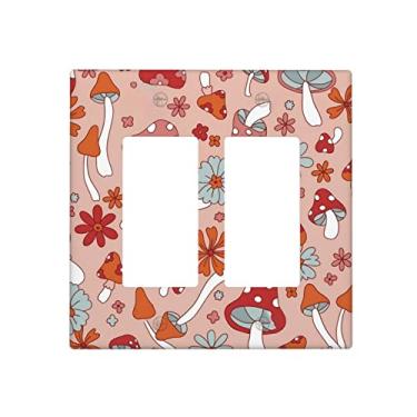 Imagem de Hippie cogumelo flor retrô 2 entradas duplo balancim / decoração interruptor de luz decorativa tomada placa de parede placa frontal elétrica cozinha banheiro decoração quarto