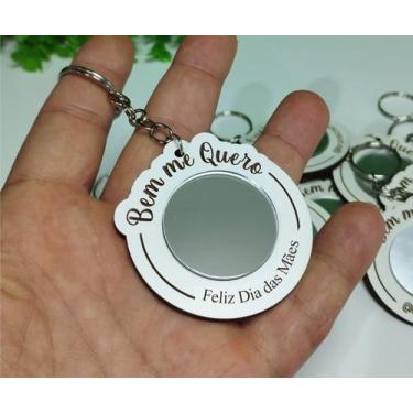 Imagem de Chaveiros Personalizados em MDF Branco com Espelho Acrílico - Dia das 
