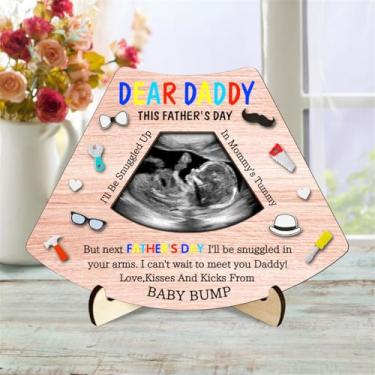 Imagem de BFHEFGSUU Porta-retrato Dear Daddy Baby Funny Pregnancy Announcement Gift For New Dad Pais Dia do Bebê Porta-retrato Presente para Pai Primeira Vez (estilo 7)