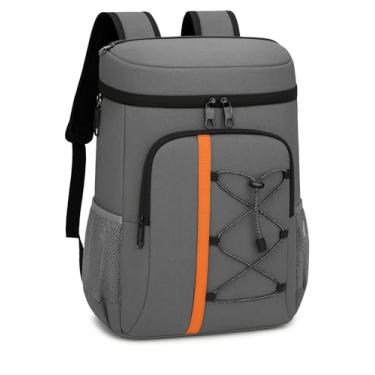 Imagem de Mochila Térmica Cooler Portátil Para Praia, Churrascos, Camping, Viagens, Ar Livre - Antivazamentos, Refrigera 24 Horas, 30 Litros Capacidade, 3 Compartimentos (Cinza Light)