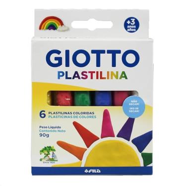 Imagem de GIOTTO Massinha Plastilina Coloridas, 90g, Não Seca, Estojo com 6 Cores