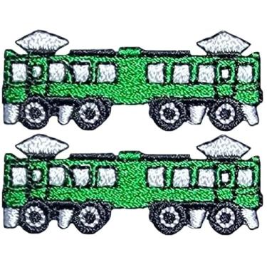 Imagem de Papapatch Conjunto 2 de pequenos mini trem a vapor fofo retrô desenho animado de motor infantil reparação de roupas bolsas decalque aplique decorativo ferro costurado em adesivos bordados (TRAIN-03