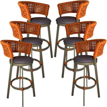 Imagem de 6 Banqueta Somália Em Alumínio E Corda Náutica Jardim Terra Cota