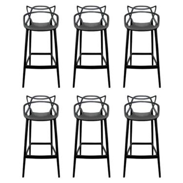 Imagem de Kit - 6 X Banquetas Altas Masters Allegra - Preto