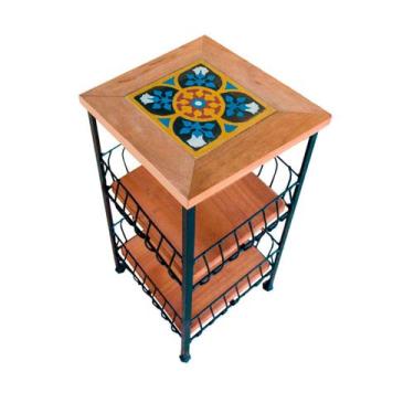 Imagem de Fruteira de ferro e Madeira Ladrilho Hidráulico artesanal - Estilo Rús