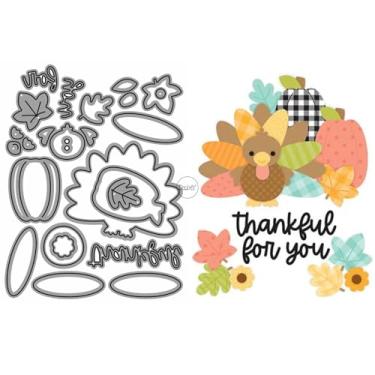 Imagem de DzIxY Matrizes de corte de metal com folhas de pavão patchwork para kit de fabricação de cartões, conjunto de recortes de papel, estêncil, suprimentos, modelos de máquina