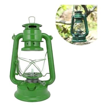 Imagem de Lampião A Querosene 24Cm Lamparina Luminaria Peq Verde