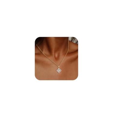 Imagem de Colar de cristal e zircônia banhado a ouro 18K para mulheres, corrente de cabo elegante, extensão de 39,9 cm + 5 cm, joia delicada para presente diário, Banhado a ouro, Sem Pedra Preciosa