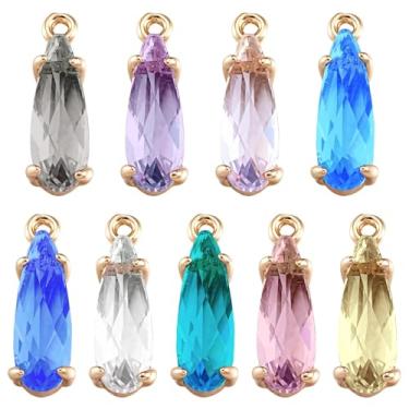 Imagem de 50 pingentes de elos de vidro, conectores de joias de vidro facetado em gota d'água, pingentes de cobre para colares e brincos DIY