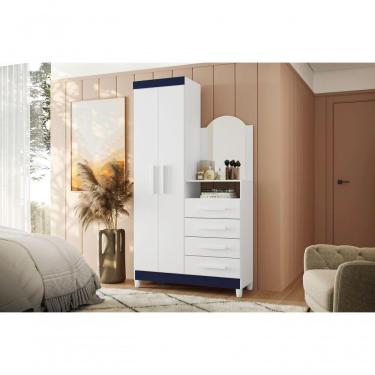 Imagem de Cômoda Giorgia Branco Azul Titanium Rosa Com Espelho