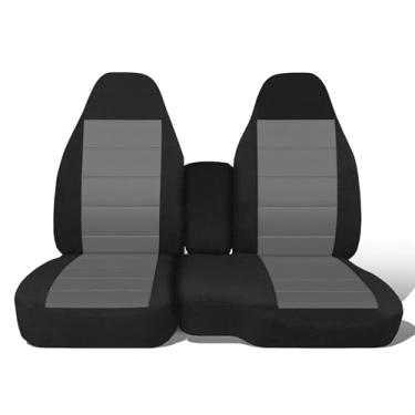 Imagem de Jokuye Capa de assento de tecido Oxford lavável para Chevrolet Colorado GMC Canyon 2004 2005 2006 2007 2008 2009 2010 2011 2012, banco dianteiro 60/40 dividido com apoio de braço de console - cinza