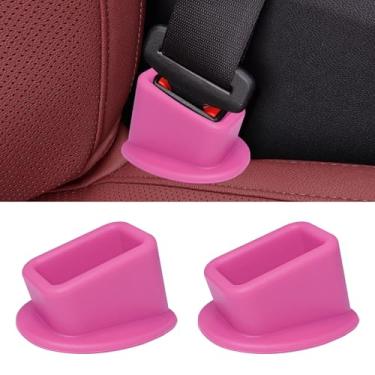 Imagem de SWQS Suporte de fivela de cinto de segurança 2 peças, reforço de fivela de cinto de segurança traseiro de carro de silicone para fácil acesso, capa de proteção de fivela de cinto de segurança