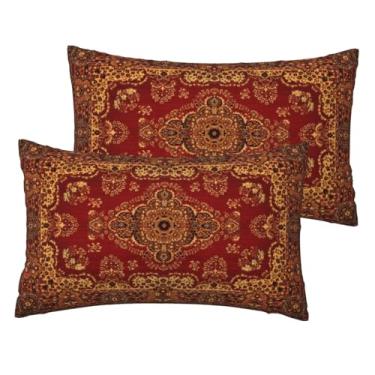Imagem de VIREOTHIA Boho Capas de almofada lombar 30 x 50 conjunto de 2 capas de almofada decorativas vintage boêmias retangulares capas de almofada para decoração de sofá-cama
