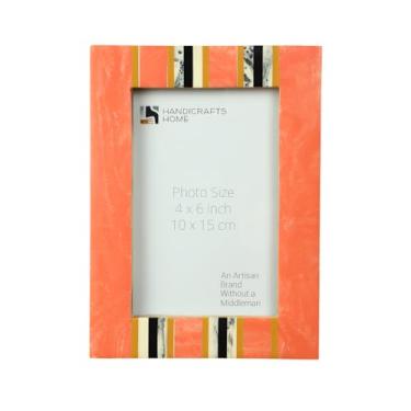 Imagem de Handicrafts Home Porta-retrato feito à mão, 10 x 17 cm, moldura de tinta de mármore para casamento, aniversário, presente de inauguração de casa, exibição de mesa e moldura para pendurar na parede