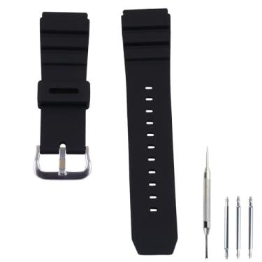 Imagem de Czjiaqh Pulseira de relógio masculina de resina de 22 mm compatível com Casio 017275-7 10406454 MDV106G AMW320R, compatível com Seiko Outdoor Sports, pulseira de borracha à prova d'água acessórios