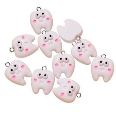 Imagem de ARTISAMILY 20 peças de pingentes de pingente de dente fofo, pingente de resina, pingente adorável mini pulseira, chaveiro, enfeite de pendurar branco, 21 x 18 mm, para fazer joias, artesanato DIY