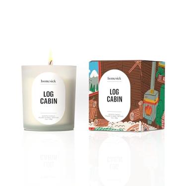 Imagem de Homesick Vela perfumada para cabana de madeira – 389 g, cera de soja natural não tóxica em âmbar aconchegante e suave aroma de fava tonka, pavio de algodão orgânico, queima de 60 horas, presentes de
