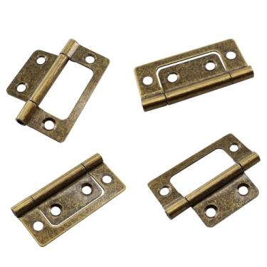 Imagem de Lamvbls 4 peças de dobradiças de porta de 5 cm sem encaixe, dobradiças duplas para armário de topo (bronze verde)