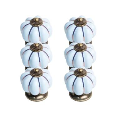 Imagem de 6 X Puxador Gaveta Porcelana Abóbora Cerâmica Armário Retro (Azul Claro - MPPON152)
