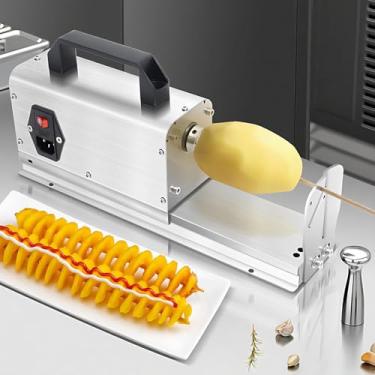 Imagem de Cortador de Batatas Elétrico 3 em 1 Tornado com Duas Lâminas: 2mm e 2,5mm de Espessura, Cada Lâmina com Três Funções, Máquina de Cortar Legumes em Aço Inoxidável Mais Espessa