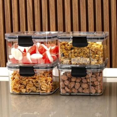 Imagem de Pote de armazenamento cafe Monte seu Kit Pote Hermético para Mantimentos de Cozinha Dispensa Armário Plástico(4 Potes - 450ml)