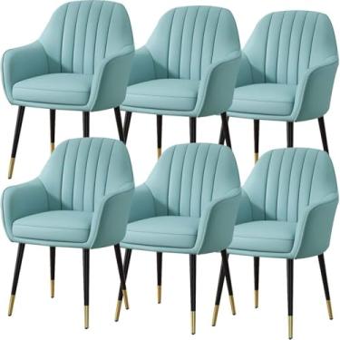 Imagem de EESCZVGBDX Conjunto de 2/4/6 micro fibra couro penteadeira maquiagem cadeira resistente pernas metal cozinha jantar cadeiras