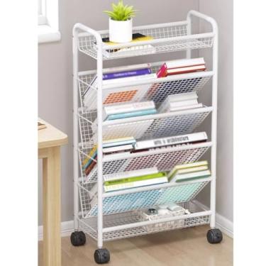 Imagem de Carrinho de rodinhas de 6 andares, carrinho utilitário multifuncional organizador de carrinho de arte artesanal com prateleira de plástico e rodas de metal, carrinho de armazenamento para cozinha