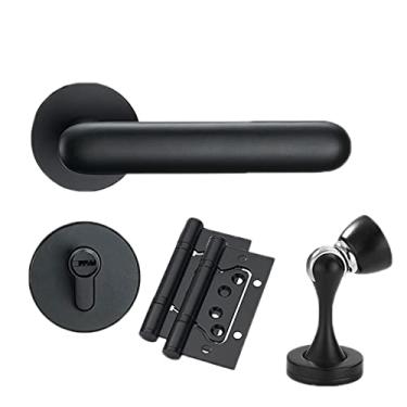 Imagem de Maçaneta de porta maçaneta preta fechadura silenciosa maçaneta magnética de madeira interior direita/com chave para lavanderia fechadura de porta de corredor com alça (cor: sub-dobradiça de seção Z)