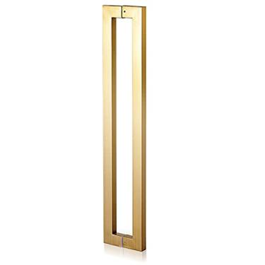 Imagem de STXYANGV Puxador de porta longo puxador de porta para portas interiores exteriores de entrada, maçaneta de porta de celeiro deslizante maçaneta quadrada (prata 80 cm/2,6 pés) (d 60 cm)