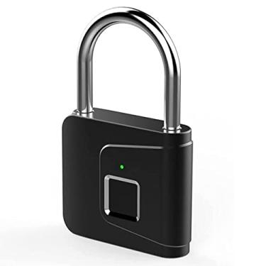 Imagem de Cadeado de impressão digital, porta de segurança biométrica de toque digital inteligente, carregamento USB, trava de impressão digital para porta, academia, mala, bagagem, armazenamento, escola