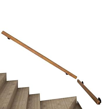 Imagem de SENNIAN Corrimão de pinho - Kit completo (1 pés-6 m). Trilhos de escada de madeira maciça, alças antiderrapantes interiores de vila Loft Cerca de corredor de acesso familiar (tamanho: 1 pés/30 cm)