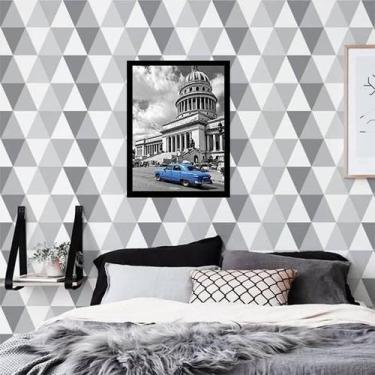 Imagem de Quadro Fotografia Carro Vintage Azul 24X18Cm - Com Vidro - Quadros On-