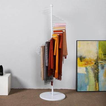 Imagem de Suporte de cachecol de metal independente para exibição com design espiral, organizador de hijab em espiral, cinto para calças e cobertores, cabide para loja de roupas, rack de exibição residencial