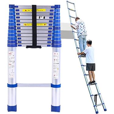 Imagem de OKUOKA Escada de extensão telescópica de 8 m/7 m/6,2 m/5 m/4 m/3,8 m/2,6 m, escadas telescópicas de alumínio para uso externo, carga de 150 kg (tamanho: 1,4 m/4,6 pés) li interessante