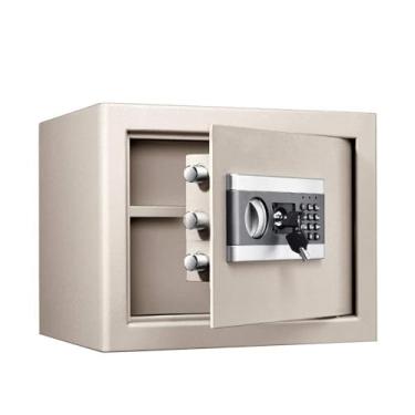 Imagem de Cofre eletrônico à prova d'água à prova de fogo, caixa de segurança de aço resistente com teclado digital, cofre de parede para joias, dinheiro e documentos, 30 cm (cinza claro, estilo maçaneta)