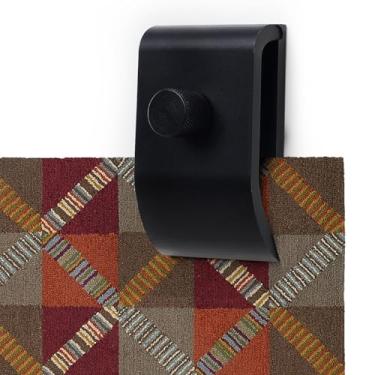 Imagem de Cabide de tapeçaria, 4 peças de cabides de colcha para parede para exibição, grampos de alumínio para cobertor, tapetes de exibição de carpete para pendurar na parede (preto)