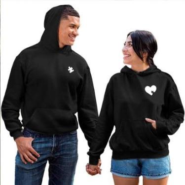 Imagem de Kit Moletom Masculino e Feminino 2 Blusas Canguru com Bolso e Capuz Quebra Cabeça-Unissex
